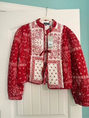 Red Bandana Quilted Jacket - Mint Velvet - XL - NWT